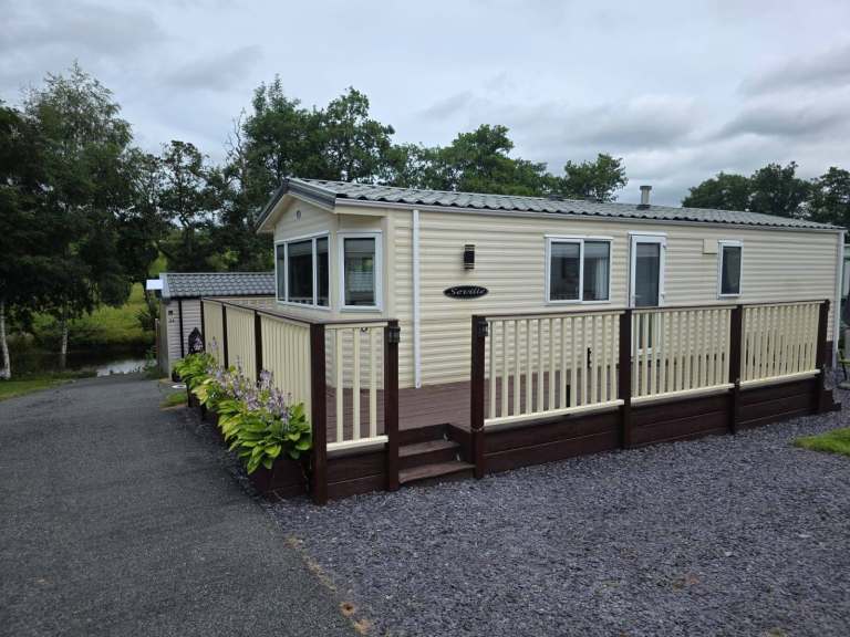 Static 6 berth Caravan 2014 BK Bluebird Seville 35ft x 12ft located in Mid Wales